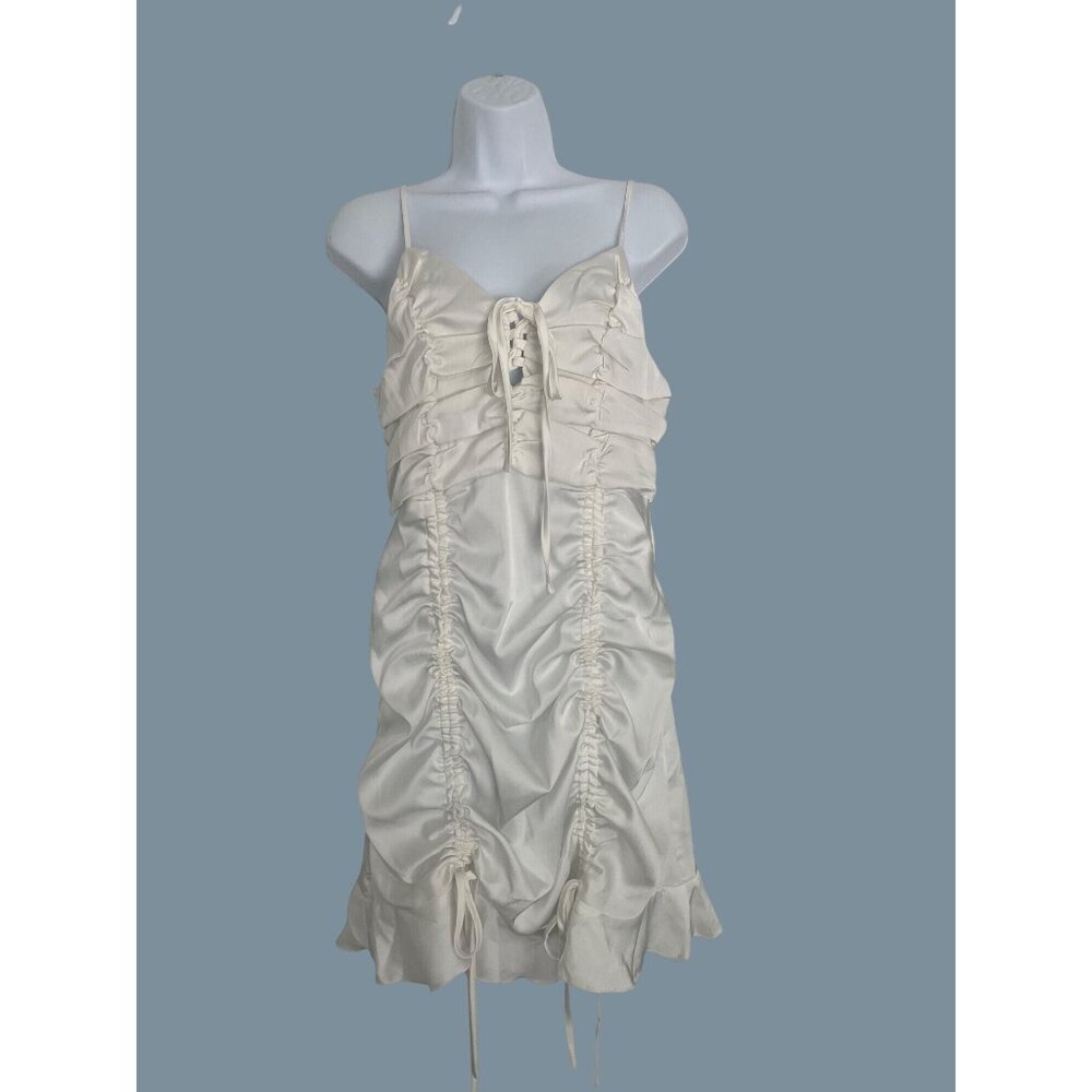 Nasty Gal‎ NWT Ruched Bodycon Mini Dress Ivory Large